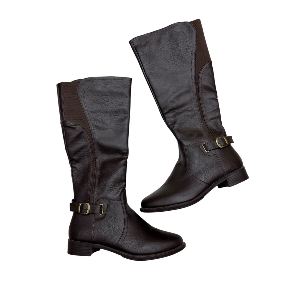 Natural Reflections Megan Vegan Faux Leather Heeled Zip Brown Boots Size 11